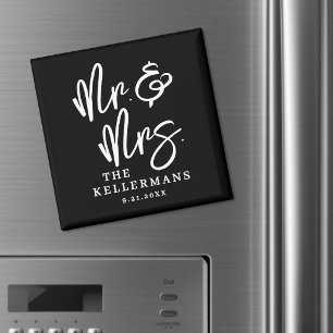Aimant Cadeau de mariage noir personnalisé