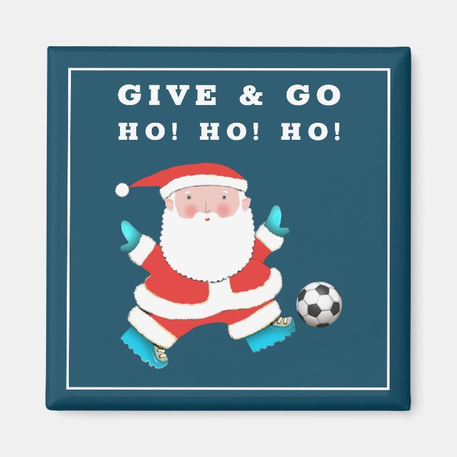 Aimant Cadeau de Noël drôle de football dans le bas (Devant)