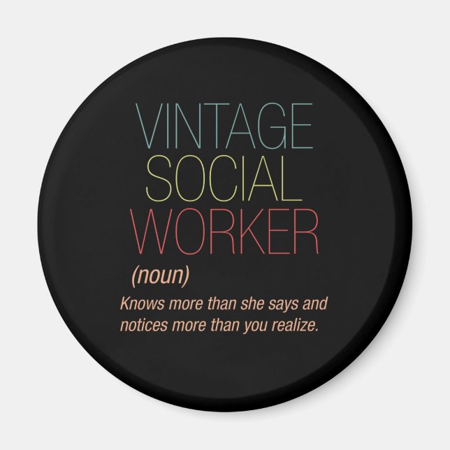 Aimant Cadeau de soins sociaux pour travailleur social vi (Devant)