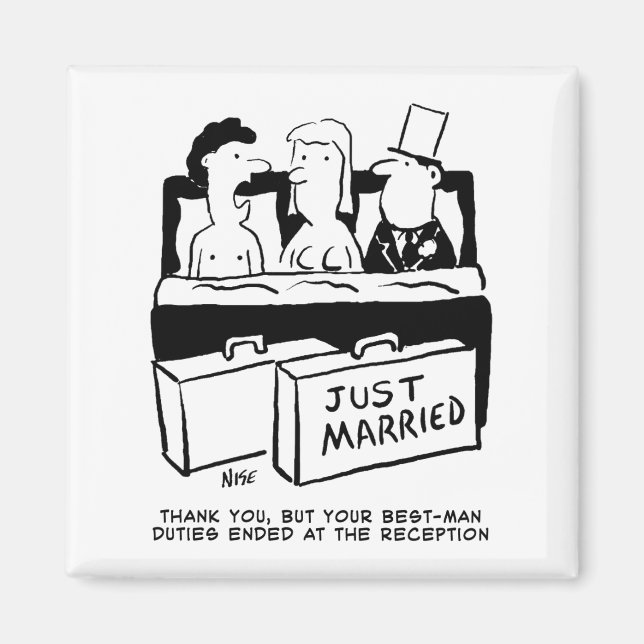 Aimant Cadeau de témoin - Nuit de noces avec la mariée et (Devant)