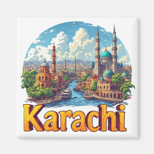 Aimant Cadeau de ville de Karachi Pakistan pour les voyag