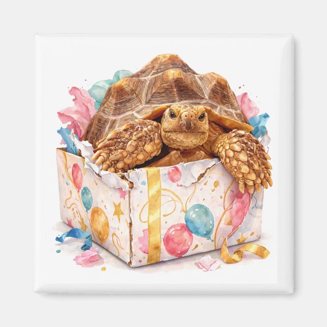 Aimant Cadeau drôle de tortue mignonne d'anniversaire aqu (Devant)