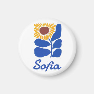 Aimant Cadeau personnalisé avec nom personnalisé Fleur de