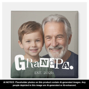 Aimant Cadeau Photo pour Grand-Père Établi