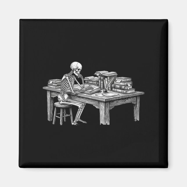 Aimant Cadeau pour érudit squelette de dark academia et n (Devant)