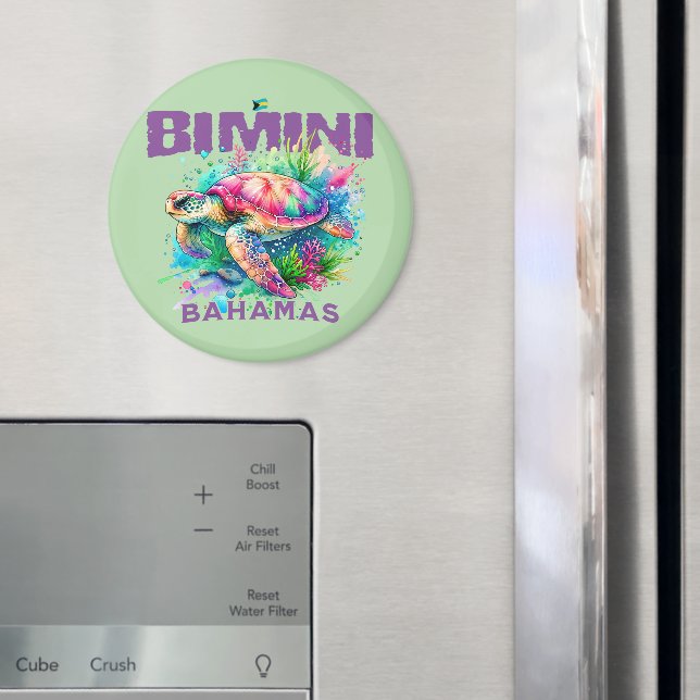 Aimant Cadeau souvenir Bahamas : Bimini Bahamas Sea Turtl (In situ (réfrigérateur))