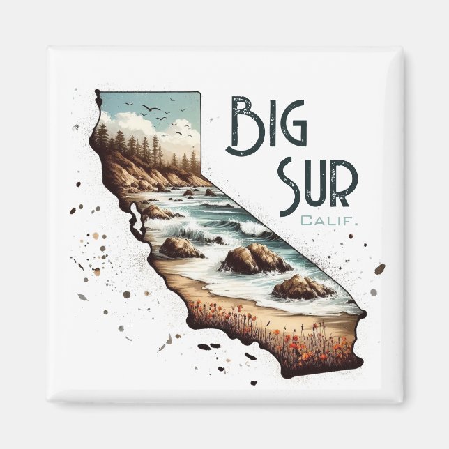 Aimant Cadeau souvenir Big Sur California (Devant)
