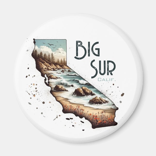 Aimant Cadeau souvenir Big Sur California (Devant)