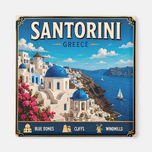 Aimant Cadeau souvenir de voyage sur l'île de Santorin Gr