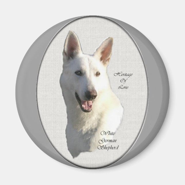 Aimant Cadeaux bergers allemands blancs (Devant)