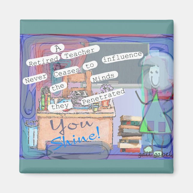 Aimant Cadeaux d'art pour enseignants retraités (Devant)