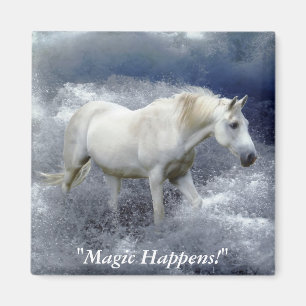 Aimant Cadeaux de cheval blanc d'imaginaire et de surf