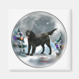 Aimant Cadeaux de Noël Retriever à revêtement plat