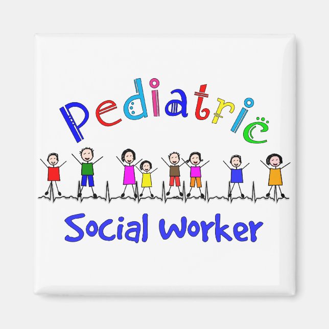 Aimant Cadeaux de travailleur social pédiatrique (Devant)