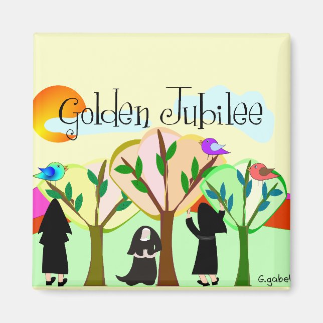 Aimant Cadeaux du jubilé d'or de la religieuse catholique (Devant)