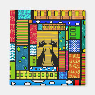 Aimant Cadeaux lunatiques d'art de chat