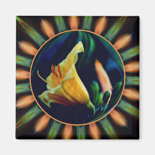 Aimant Cadre Abstrait Orange Et Vert Ajouter Votre Photo