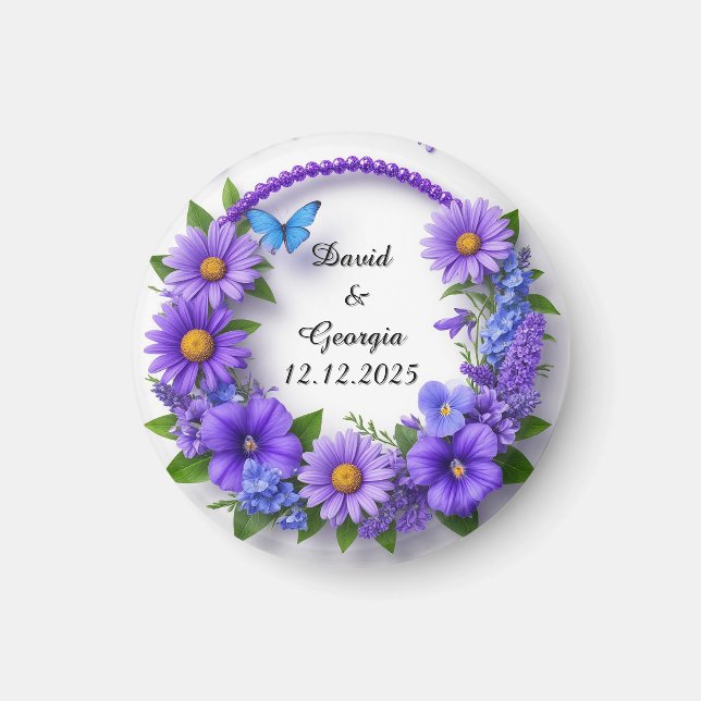 Aimant Cadre circulaire Fleurs de Mariage (Devant)