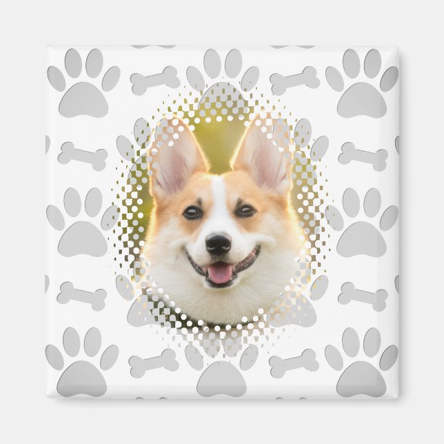 Aimant Cadre De Chien Motif Os Et Empreintes de pattes (Devant)