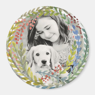 Aimant Cadre de couronnes de vacances de couleur aquarell