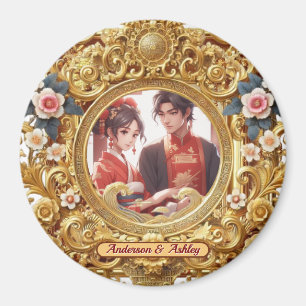 Aimant Cadre de sculpture chinois Golden Faux