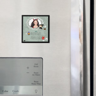 Aimant Cadre photo avec Sorcière, Monstres, Fantôme, Chat