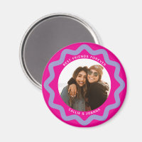 Cadre photo cercle ondulé lilas fuchsia avec texte
