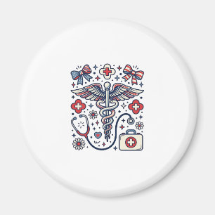 Aimant Caducée Médical Vintage Nurse Patriotique Vecteur