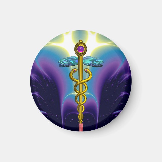 Aimant CADUCEUS, améthyste d'or vibrant (Devant)