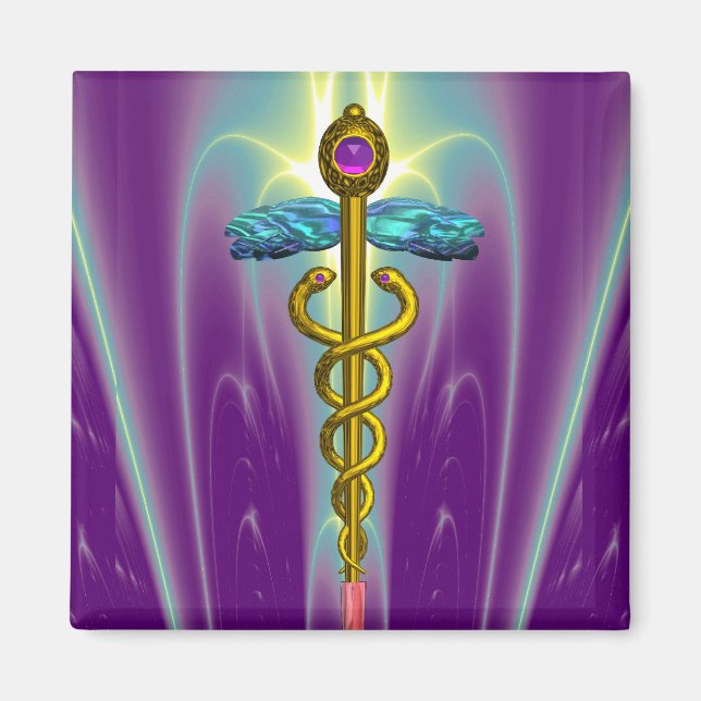 Aimant CADUCEUS, améthyste d'or vibrant (Devant)