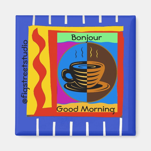Aimant Café, Bonjour, modifier le texte (Devant)