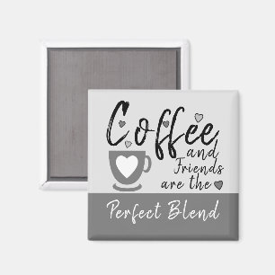 Aimant Café et amis aiment les coeurs gris