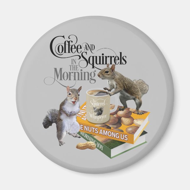 Aimant Café et écureuils - Amoureux des écureuils (Devant)