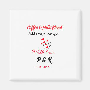 Aimant Café & mélange de lait couple café cœur rouge n