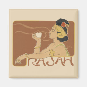 Aimant Café Rajah Art Nouveau vintage, Dame avec café