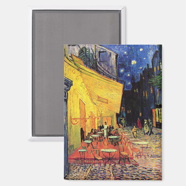 Aimant Café Terrasse à la nuit par Vincent van Gogh (Recto/Verso)