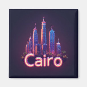 Aimant Caire Skyline Néon Moderne