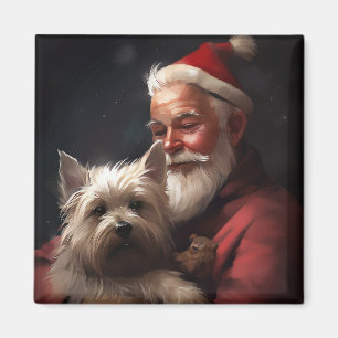 Aimant Cairn Terrier Avec Noël Festif Du Père Noël