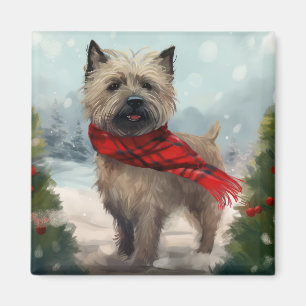 Aimant Cairn Terrier Dog dans Noël de neige