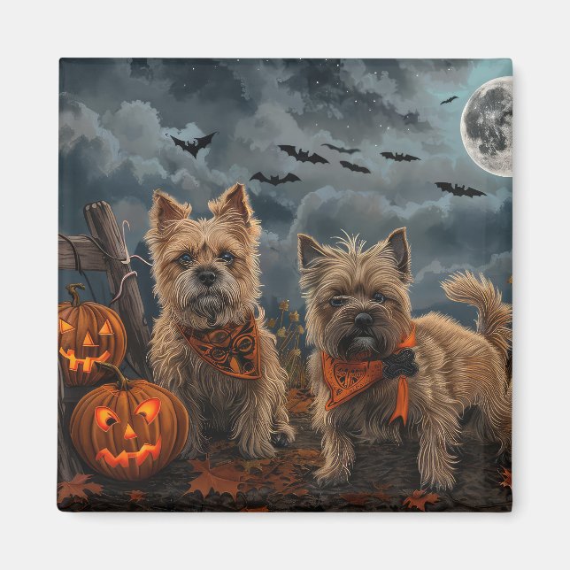 Aimant Cairn Terrier Halloween Éffrayant (Devant)