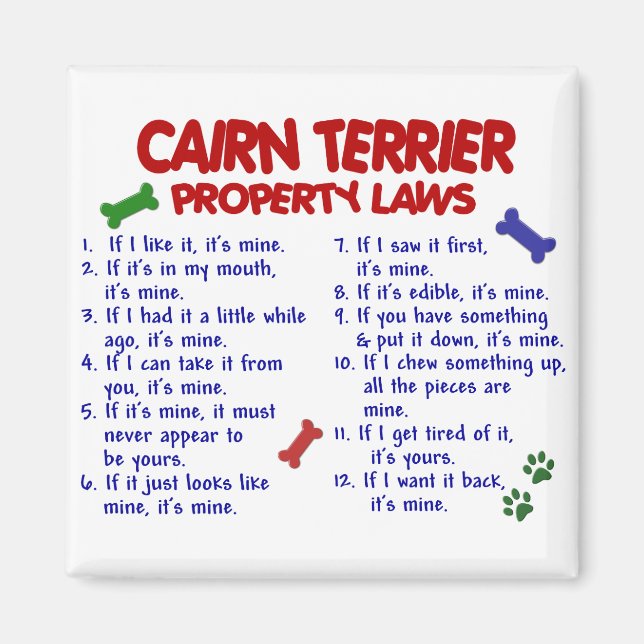 Aimant CAIRN TERRIER Lois sur la propriété 2 (Devant)