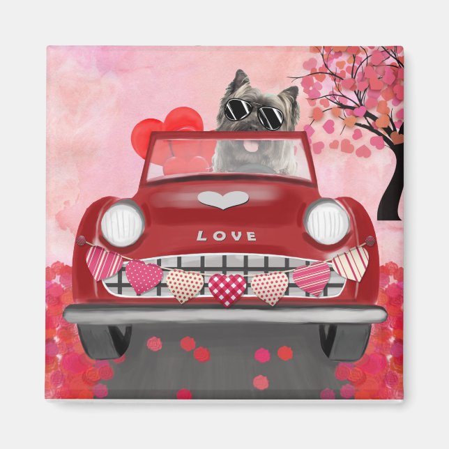 Aimant Cairn Terrier voiture avec coeur Valentine's (Devant)