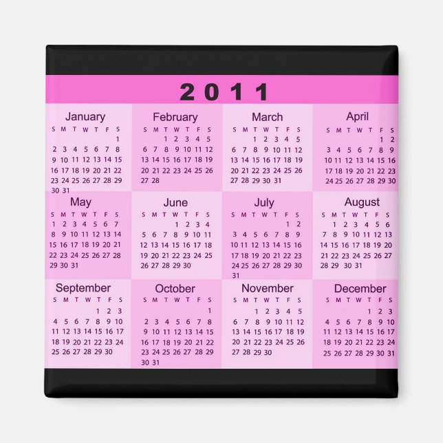 Aimant Calendrier 2011 en un coup d'oeil (Devant)