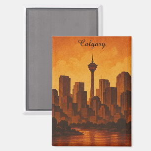 Aimant Calgary Canada Vintage voyage CItyscape