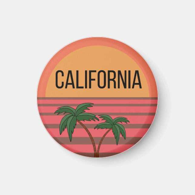 Aimant California Cute Design Idées Cadeau Coucher de sol (Devant)
