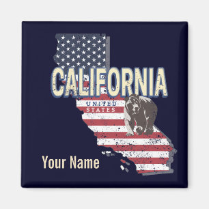 Aimant California États-Unis Retro State Map Vintage