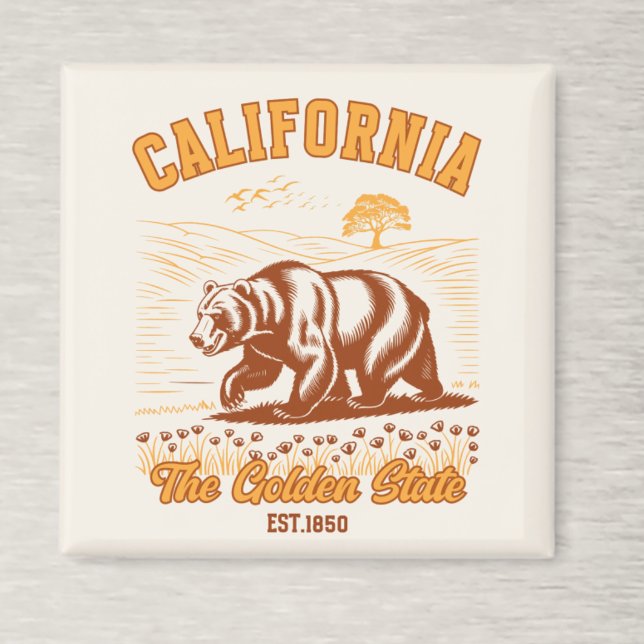 Aimant California Nature Lover Gift – Retro Bear  (Créateur téléchargé)