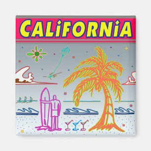Aimant "CALIFORNIE" École à thème de plage de surfeur