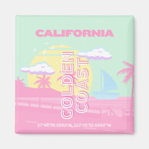 Aimant Californie, Plage, Travel Art, Preppy