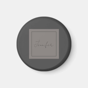 Aimant Calligraphie Élégante Plaque Simple Nom Gris